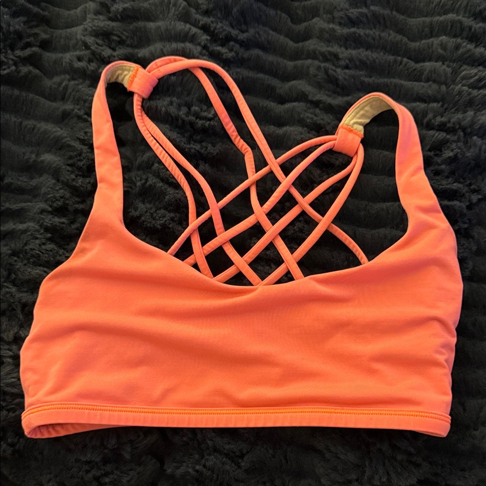 Women's coral Strappy Sports Bra
